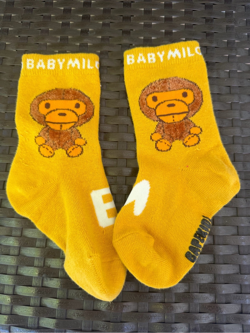 BABY MILO Yellow Kids Socks with Ape Motif